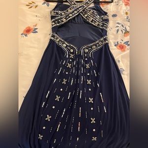 COPY - Beaded Formal Navy Dress Stunning Back